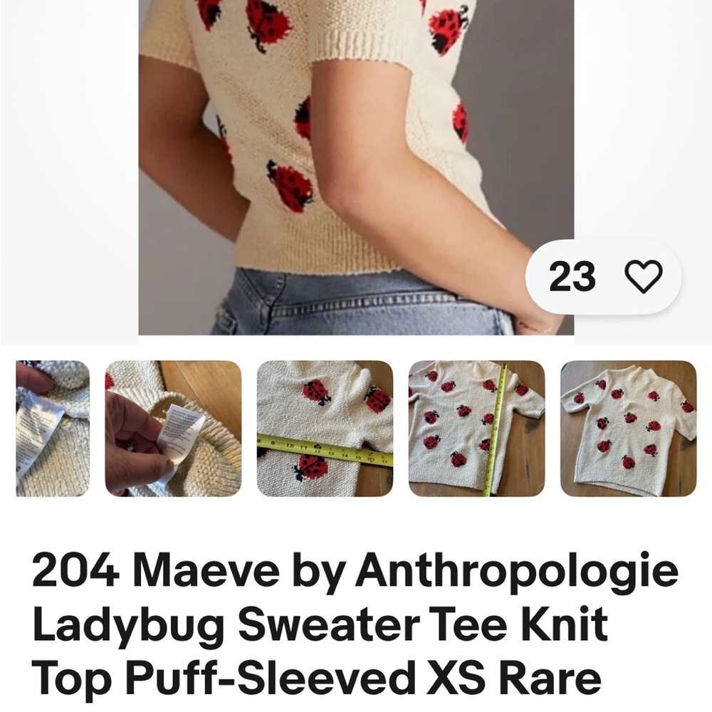 Maeve by Anthropologie Cream Ladybug Turtleneck Sweater XS - Picture 4 of 15